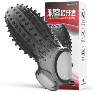 Assassin Wolf Fang <b>TPE</b> Penis Ring Transparent Black Manual Control Adult Use - Product Image 2