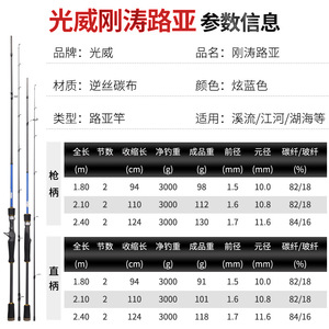 Juego de Caña de Pescar Guangwei Gangtao, Acción Media-Rápida, Fibra de Carbono, Carrete Giratorio, Pesca de Lubina en Ríos, Lagos, Embalses, Estanques y Arroyos - Product Image 2
