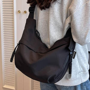 Customized Logo women canvas <strong>shoulder</strong> <strong>bag</strong> solid color <strong>shoulder</strong> <strong>bag</strong> fashionable casual trendy suspender handbag crossbody <strong>bag</strong> - Product Image 1