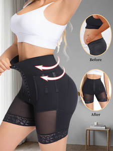 Langqin Women's High-Waisted Shaping Shorts Adjustable Triple Hook Closure Breathable Tummy Control Butt Lifter Shapewear - Product Image 5