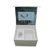 Boîte en papier noir de luxe avec logo personnalisé, écran LCD, cassette vidéo, carte-cadeau, spécifications pour la publicité