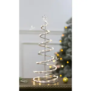 照明付きスパイラルクリスマスツリー屋内屋外装飾鉄線フレームコーンチューブライト