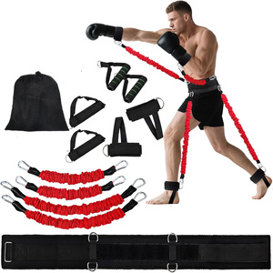 レジスタンスバンドセット ボクシング MMA 格闘技トレーニング器具 150ポンド エクササイズバンド カフ付き ベルト スピードトレーニング - Product Image 1