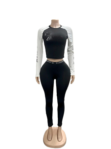PEEQI FC1561 Set Trendy da <span class=keywords><strong>Donna</strong></span>: Camicia Stampata e Leggings, Completo Casual <span class=keywords><strong>di</strong></span> Design in Due Pezzi - Product Image 4