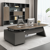 Bureau de direction de luxe moderne en bois, convertible, 69'' (175 cm), réglable électriquement, modulaire et extensible, avec plaque en céramique dorée