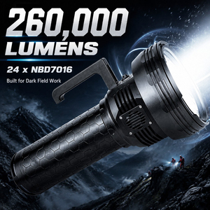 Lampe de poche LED professionnelle puissante pour l'extérieur, 260000 lumens, 24 LED, triple ventilateur de refroidissement, charge rapide PD 65W, IP44 - Product Image 2