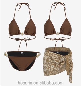 Maillot de bain trois pièces en mousseline pour femme, style sirène, sexy, pour vacances à la plage et séances photo en bord de mer - Product Image 3