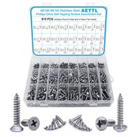 Usine directe M6 M5 M4 M3 ensemble de vis autotaraudeuses en acier inoxydable Kit de combinaison de vis en bois métrique à tête plate