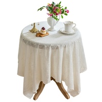 Nappe ronde brodée 100% coton, style français, couverture de table décorative pour la table à manger, la table de dessert, les fêtes de mariage