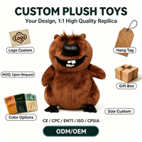 Peluche mignonne Castor, Loutre et Marmotte, Coussin en peluche avec rembourrage en polyester et coton PP, Cadeau transfrontalier, Vente en gros
