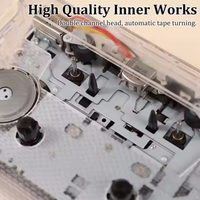 Nouveau lecteur de cassettes portable rétro transparent personnalisable avec radio FM, lecteur MP3, Wakman, son stéréo double piste, lecteur de cassettes vintage