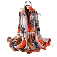 Écharpe élégante et tendance en polyester effet soie pour le printemps/été 2025 – Châle léger et polyvalent à imprimé floral pour mamans, idéal pour l'extérieur