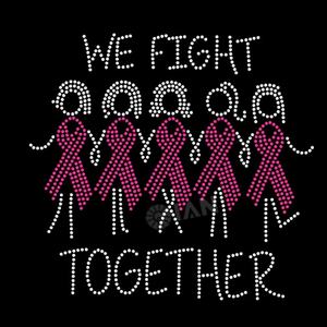 Transfert de strass de cancer du sein de ruban rose personnalisé Hotfix Fight Breast Ribbon Iron on Motif pour T-Shirt - Product Image 6