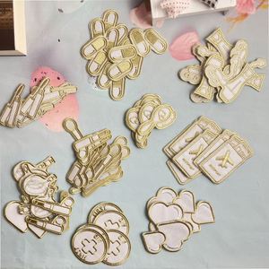 Iron on Gold Thread Embroidered Exquisite Mascara Cream Cosmetic Brush First Aid Patches for Classification Storage - Product Image 4