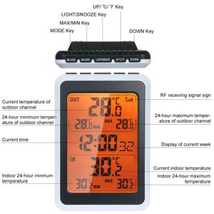 ميزان حرارة رقمي داخلي وخارجي دقيق مع إضاءة خلفية قصوى/دقيقة حامل طاولة جداري للذاكرة قاعدة مغناطيسية للغرفة - Product Image 6