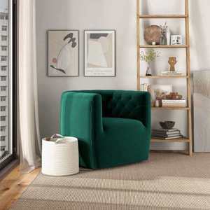 New Modern Delaney Green Velvet <b>Swivel</b> Chair-Durable Eco-Friendly & Portable Home Furniture for Living Room Bedroom & Dining - Product Image 3