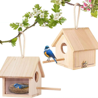 Vente en gros de nids d'oiseaux bleus suspendus DIY, maison d'extérieur en bois, jardin d'oiseaux, produit de fabrication peint