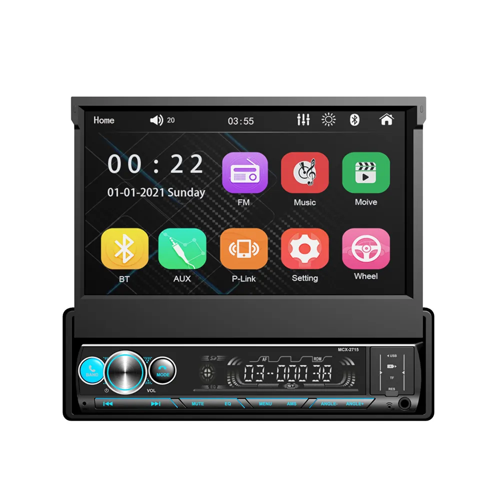 مشغل إم بي 5 للسيارة بشاشة لمس قابلة للسحب مقاس 7 بوصات, راديو ستيريو متعدد الاستخدامات ، راديو ستيريو أحادي الدين mp5 Bt Fm Rds Aux ، مشغل إم بي 5 للسيارة