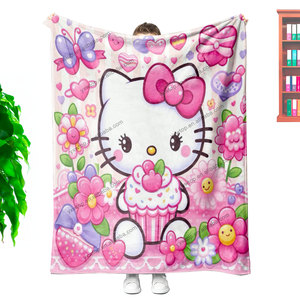 Valentijnsdag <span class=keywords><strong>2026</strong></span> op maat gemaakte cartoon Kitty Cupido engel sublimatie luxe Valentijnsdag thema fleece deken voor een speciaal cadeau - Product Image 6