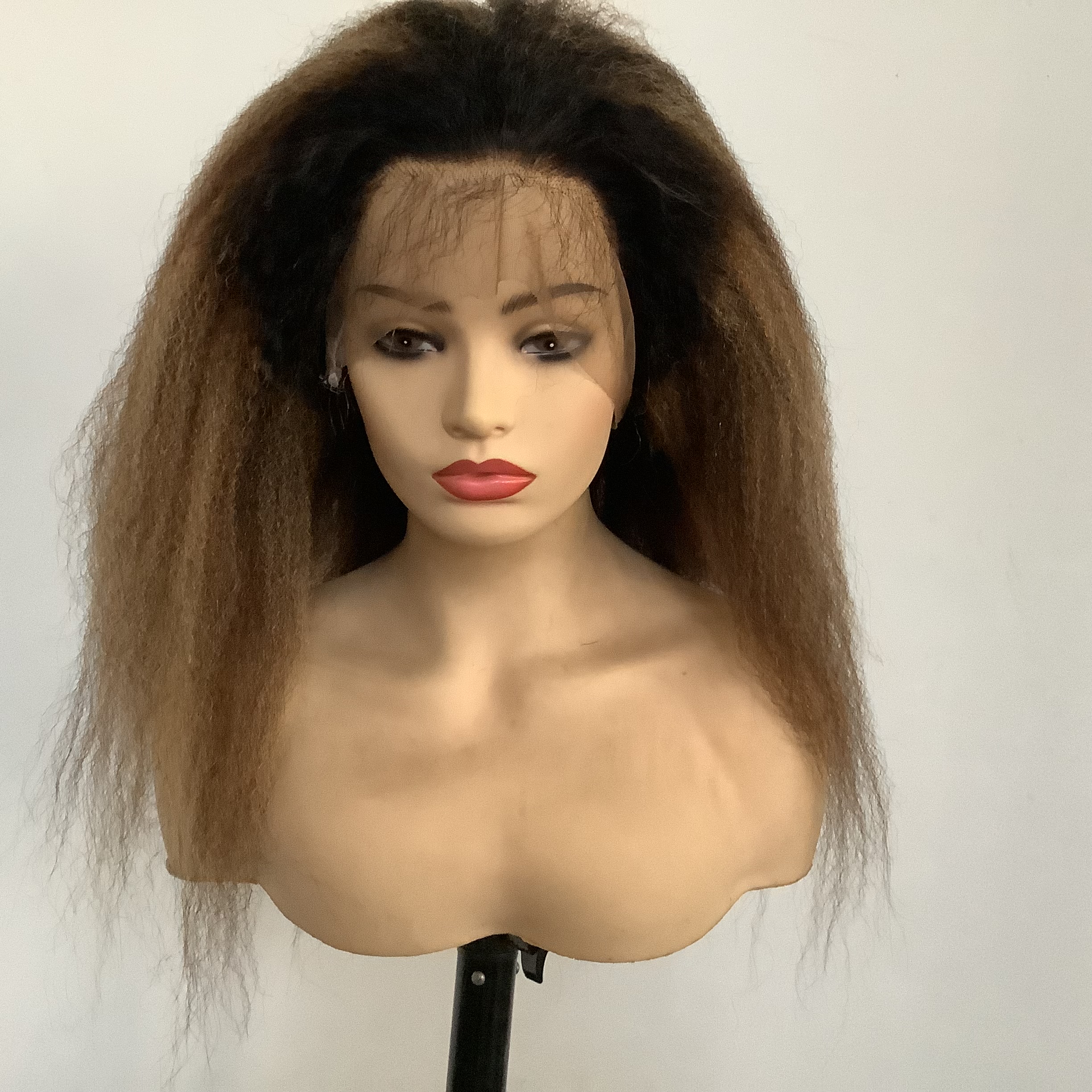 Pemasok Rambut Wig Renda Depan 13*4 Di Rambut Brasil Manusia Pirang Renda Keriting Lurus #4/27 150 180 Kepadatan UNTUK WANITA HITAM