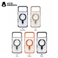 Funda Transparente Giratoria ATB de Lujo con TPU+PC y Acabado Esmerilado para iPhone 17 18 Pro Max, Sensación de Piel, Carga Magnética Inalámbrica, Personalizada