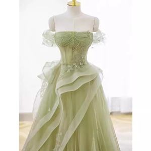 Abito <span class=keywords><strong>da</strong></span> <span class=keywords><strong>Sera</strong></span> Lungo in Cashmere Verde, Stile Principessa, Senza Spalline, Nuovo Modello 2025, per Cerimonie, Banchetti, Esami Artistici, Quinceañera - Product Image 3