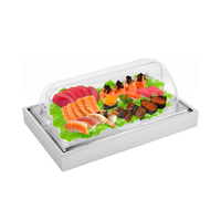 Plateau de service pour buffet de nourriture froide Liyunda, plateau de service pour nourriture glacée, plateau de présentation avec couvercle transparent en PC pour les fêtes, les buffets en plein air, les vendeurs