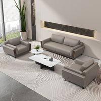 Ensemble de canapés de réception de bureau en cuir PU - Design moderne, durable et écologique, mobilier commercial modulaire avec structure en bois