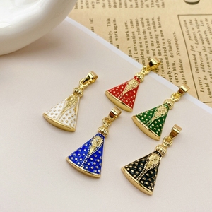 สร้อยคอศาสนาคริสต์ ทองแดงชุบทอง 18k จี้รูปพระแม่มารีมงกุฎกางเขนสองด้าน - Product Image 2