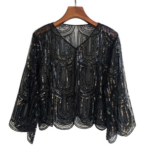 Coprispalle Stile Flapper Anni '20 Vintage Retrò con Perline e Paillettes, Mantella Corta da Sera per Feste, Bolero da Sposa - Product Image 1