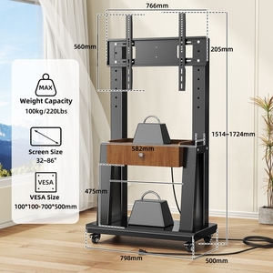 Troli TV seluler tugas berat 100kg dudukan lantai TV bergulir dapat disesuaikan dengan laci untuk TV 32-86 inci - Product Image 2