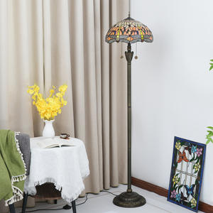 مصباح أرضي LED حديدي على طراز تيفاني بتصميم كلاسيكي ملون بتصميمًا فخم رديء في الولايات المتحدة الأمريكية - Product Image 4