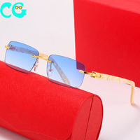 Nouvelles Lunettes de Soleil Tendance 2025 pour Hommes, Modèle Ocean Piece à Bords Taillés Diamant, Ultra Claires, Sans Monture, en Plaque Rhino 00520