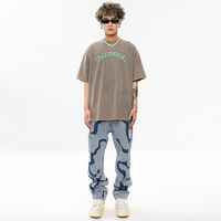LILUO Nouveau Style Hommes Distressed Détruit Badge Pantalon Art Patches Jeans Slim Pantalon Hommes Denim Jeans