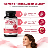 Comprimés Probiotiques Personnalisés Service OEM ODM pour la Santé Intestinale Féminine, Canneberge, Prébiotique, Enzymes Digestives, Soutien Immunitaire Naturel