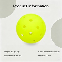 Balle de pickleball rotomoulée monobloc 40 trous durable pour la compétition et l'entraînement en extérieur