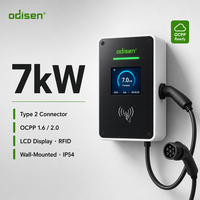 Pengisi Daya EV AC 7kW 14kW Baru Tipe 2 32A Dual Gun Floor Stand IP54 EVSE Stasiun Pengisian Daya Fase Tunggal untuk Rumah dan Tempat Parkir Mobil EU