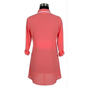 Women's Casual Chiffon Top <b>Lace</b> Peter Pan <b>Collar</b> Asymmetric Hem Three Quarter Sleeve Breathable Sweet Spring Summer Regular Fit - Product Image 3