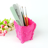 Nouveau design – Pot carré en plastique multicolore personnalisé pour pinceaux, stylos, outils de manucure et maquillage – Portable
