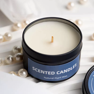 FLORESCENCE di fascia alta personalizzato semplice scatola di latta <span class=keywords><strong>nera</strong></span> candela profumata di cera di <span class=keywords><strong>soia</strong></span> con confezione regalo per le feste compleanni e san valentino - Product Image 4