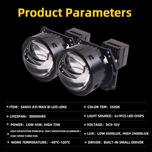 ไฟหน้าโปรเจคเตอร์ Bi LED Super Bright A11MAX ขนาด 3 นิ้ว 73w ชุดเลนส์อัพเกรดอะไหล่รถยนต์ - Product Image 5