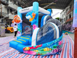 <span class=keywords><strong>Castello</strong></span> Gonfiabile a Tema Oceano Colorato, <span class=keywords><strong>Castello</strong></span> Gonfiabile per Bambini con Scivolo per Uso Interno ed Esterno - Product Image 4