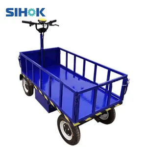 Factory price steel heavy loading 800kg cargo transport trolley flat bed trolley logistic warehouse electric flatbed trolley