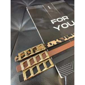 Cinturón Metálico para Usted con Hebilla de Marco Cuadrado, Estilo Casual, Hebilla de Aleación, Cinturones en Color Leopardo, Marrón y Negro - Product Image 2