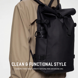 Sac à dos de style nouveau, revêtement PU durable, imperméable, grande capacité, design à enroulement, portable, randonnée en plein air, camping - Product Image 6