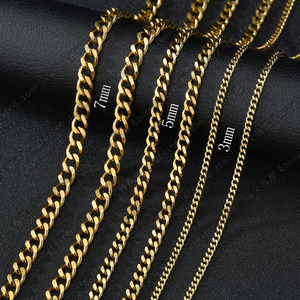 Chaîne <span class=keywords><strong>gourmette</strong></span> cubaine tendance, collier ras du cou punk vintage noir et or, en acier inoxydable 316L massif, pour hommes et femmes - Product Image 2