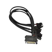 Hub d'alimentation SATA 4 voies, séparateur de ventilateurs 4 broches vers 4 ports, compatible avec les ventilateurs 3 broches pour boîtier PC et système de refroidissement du processeur