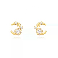 Mini boucles d'oreilles clous, boucles d'oreilles cartilage, boucles d'oreilles lune, croissant étoile, CZ, boule à vis, barbell céleste, plaqué or, cuivre pour femme