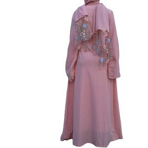 S0066 أزياء إسلامية مطرزة بالزهور الدانتيل عباية مفتوحة دبي قفطان ملابس تركية إسلامية للنساء كيمونو كارديجة أنيقة - Product Image 3