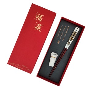 Chất lượng cao văn hóa và sáng tạo Hộp Quà Tặng thiết lập số lượng lớn dài tensoge gỗ đũa biểu tượng tùy chỉnh cá nhân bọc Bộ đồ ăn - Product Image 1
